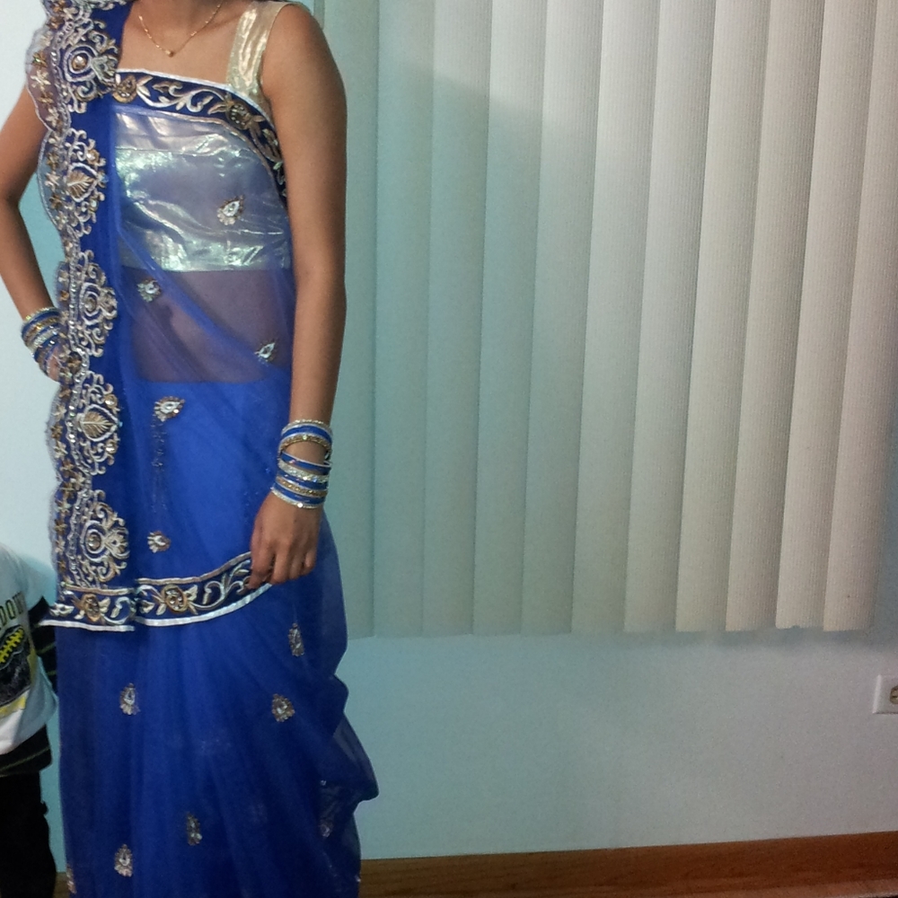 Ombre blue net saree